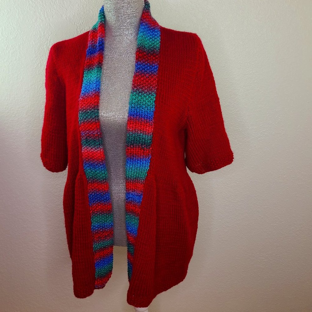 Handmade Red Crochet Cardigan Fit & Flare
